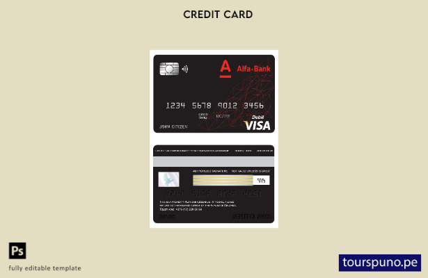 lista para imprimir plantilla de tarjeta visa del banco Alfa de Bielorrusia